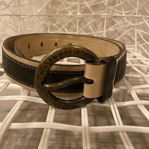 Juicy Couture Vintage Y2K Brown Beige Stitched Wide Circle Ring Belt - Sz S/M